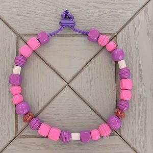 EM Ceramic bead anti-tick collar with lava beads and natural wooden beads.